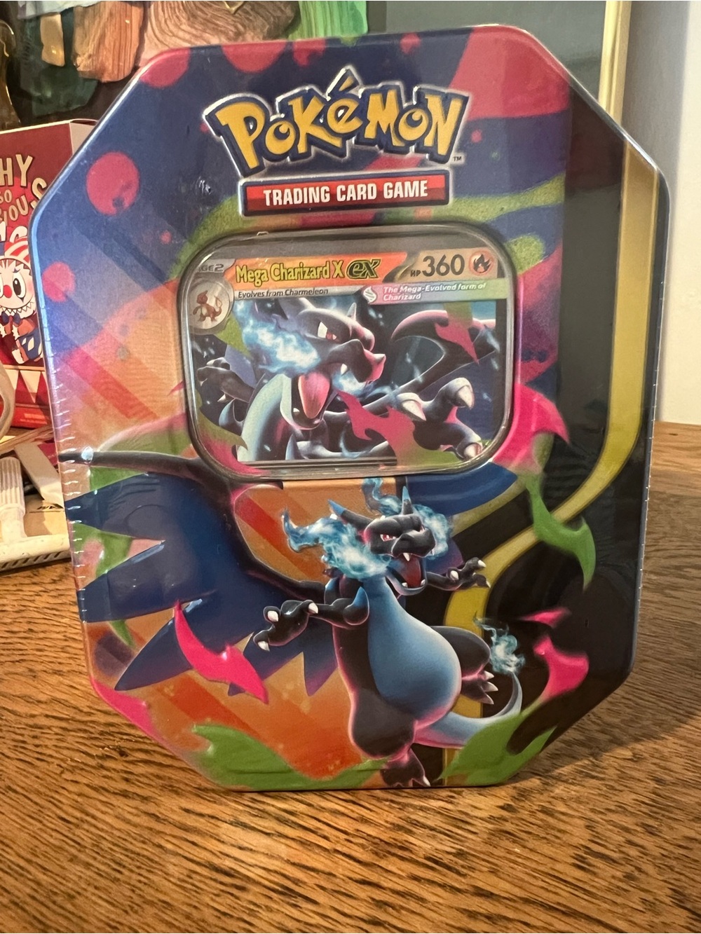Pokemon Mega Charizard X Tin - Blue, Pink, Green